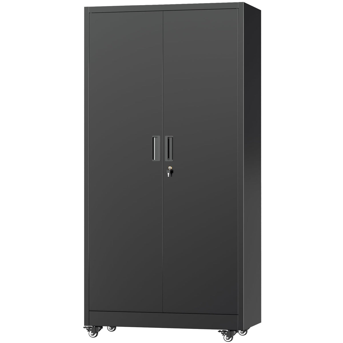 Black Metal Storage Cabinet with 4 Swivel Wheels A6440
