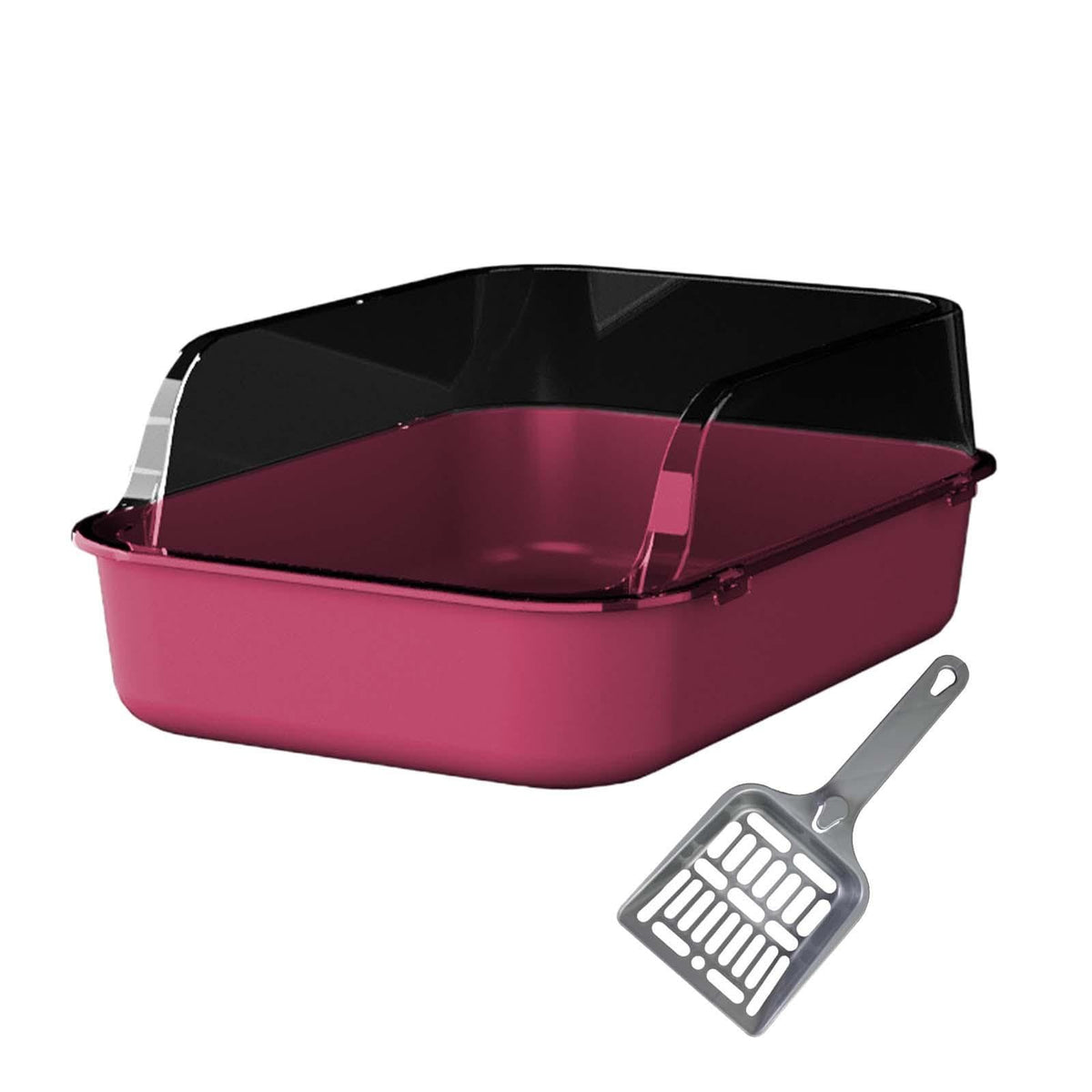 Open Top Sifting Litter Box High Sided Portable Semi Enclosed Pink G2645