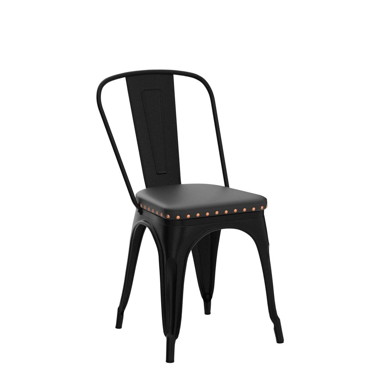 Black Cushioned Metal Dining Chairs Set of 4 S234