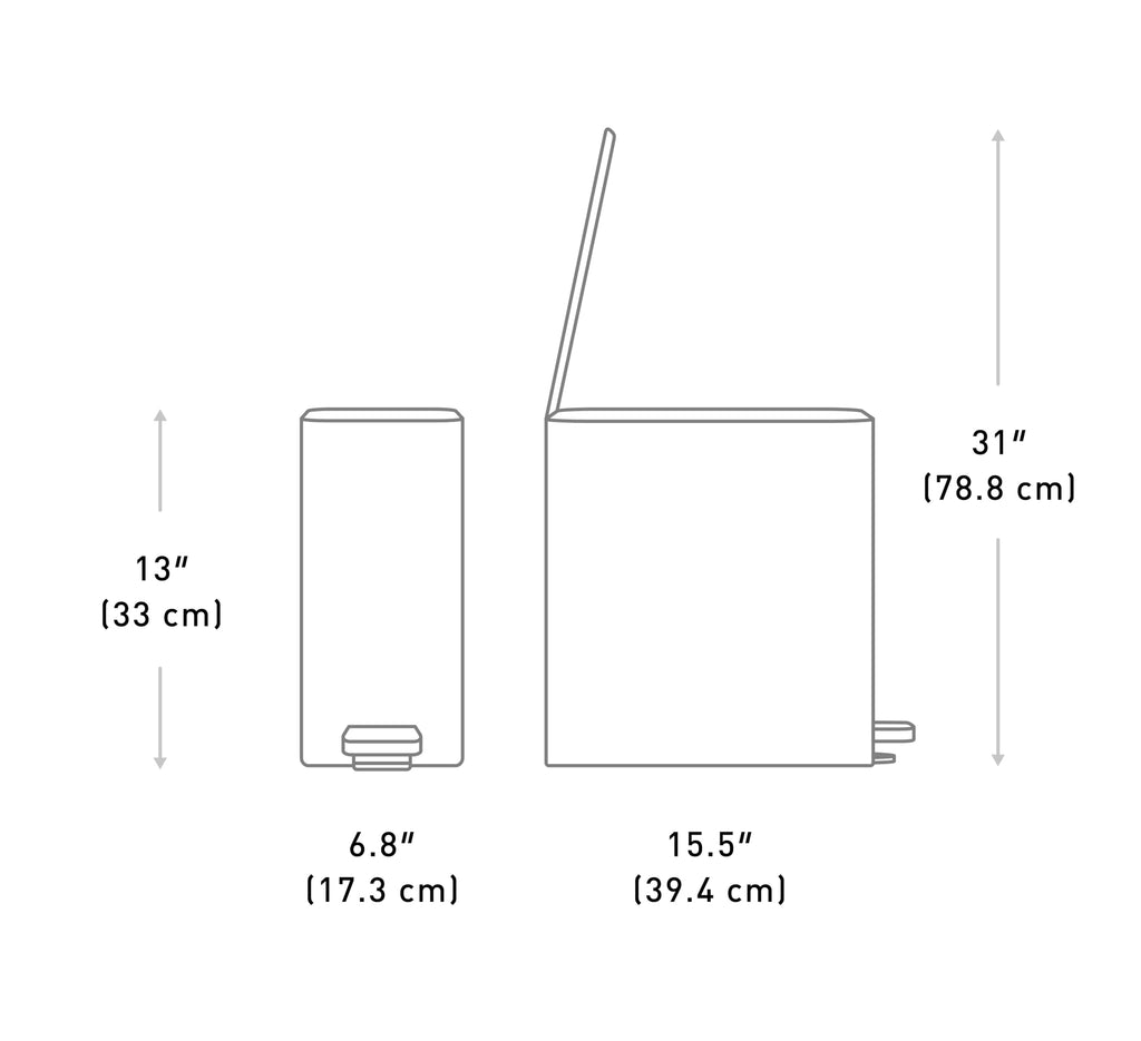 9L Brushed Stainless Steel Slim Step Trash Can I539274