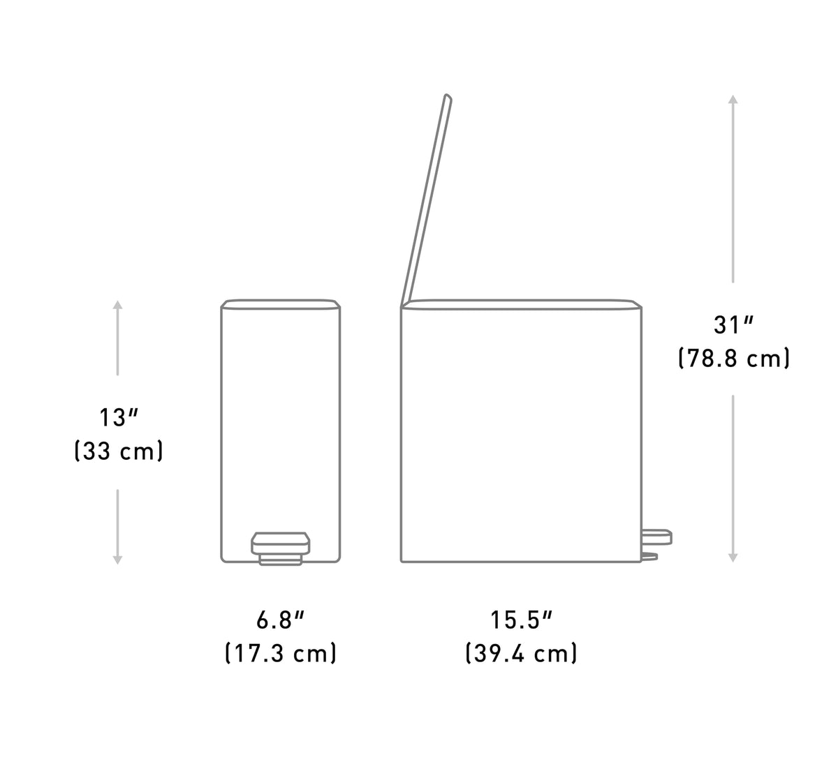 9L Brushed Stainless Steel Slim Step Trash Can I539274
