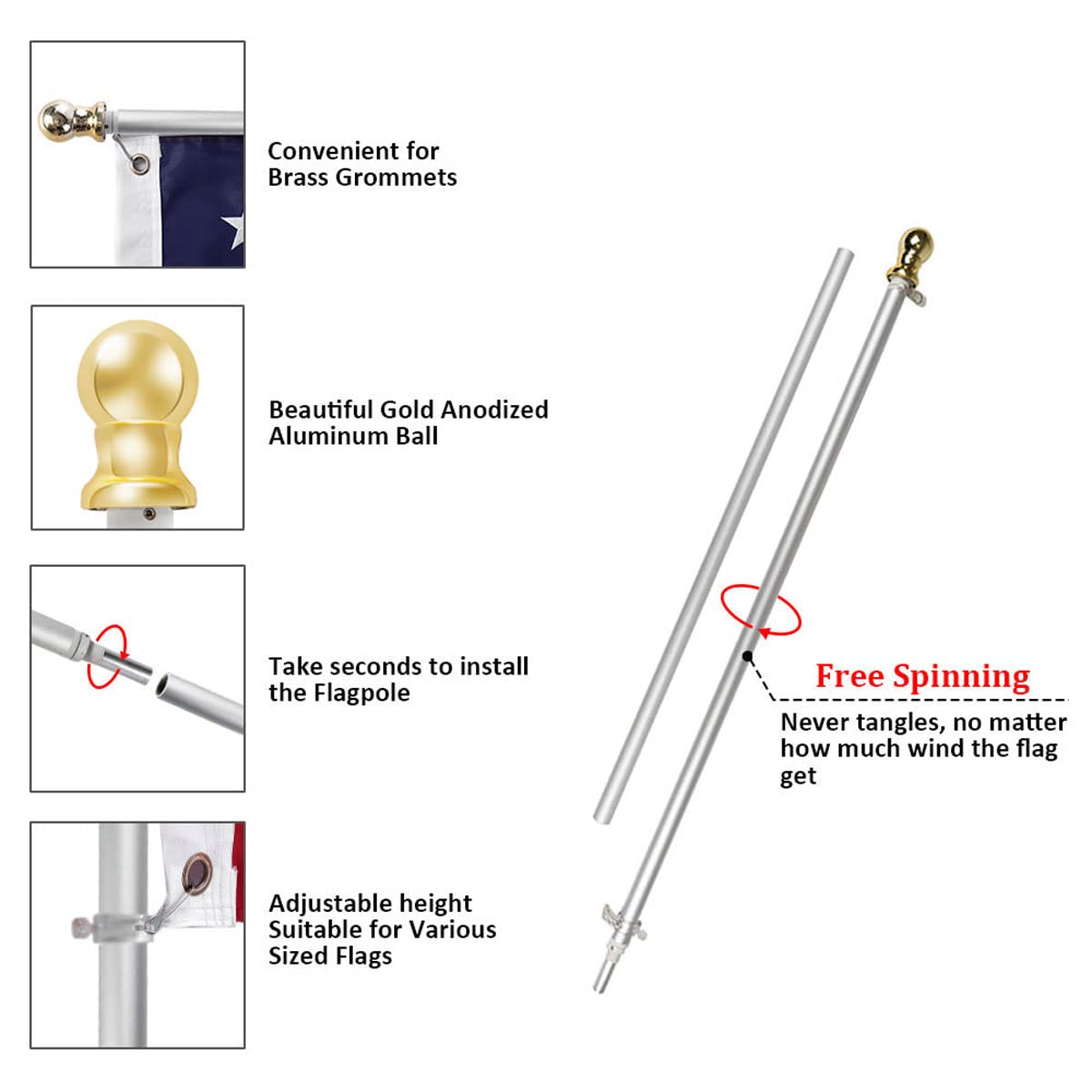 6ft Outdoor Flagpole Z13298