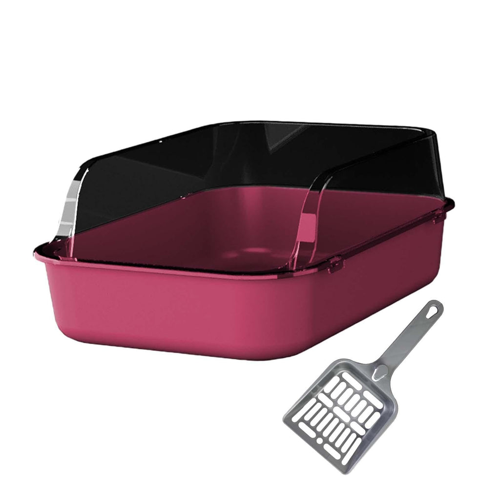 Open Top Sifting Litter Box High Sided Portable Semi Enclosed Pink G2645