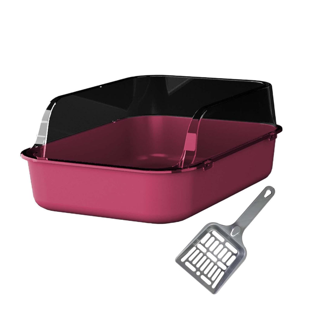 Open Top Sifting Litter Box High Sided Portable Semi Enclosed Pink G2645