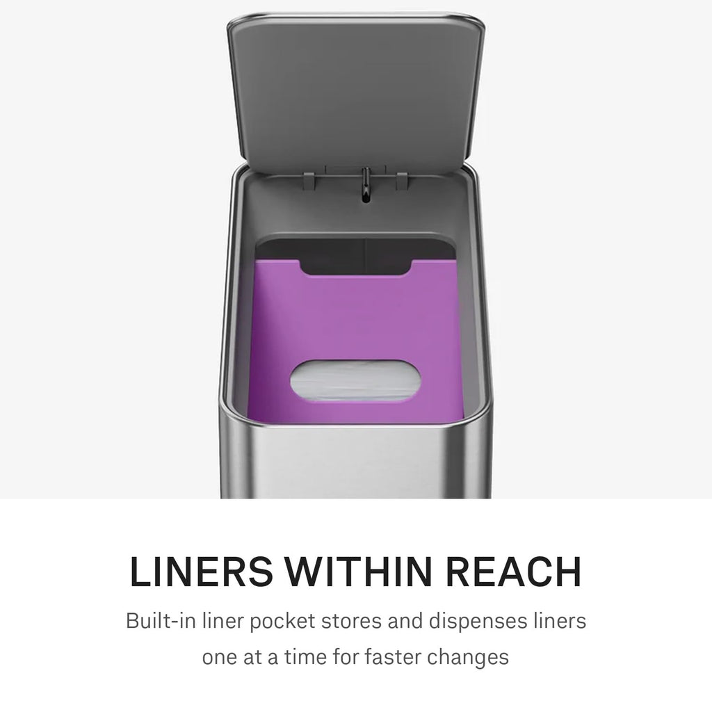9L Brushed Stainless Steel Slim Step Trash Can I539274