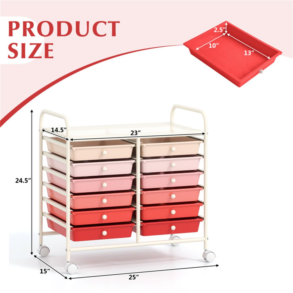 12 Drawer Rolling Storage Cart with Wheels G886066