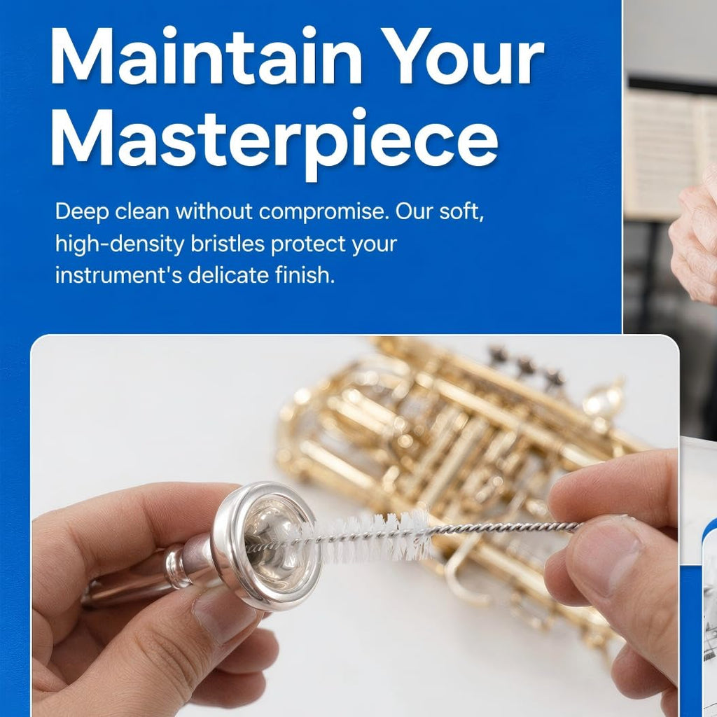 3-Piece Trumpet Cleaning Kit with Mouthpiece and Valve Brush Set Q65373