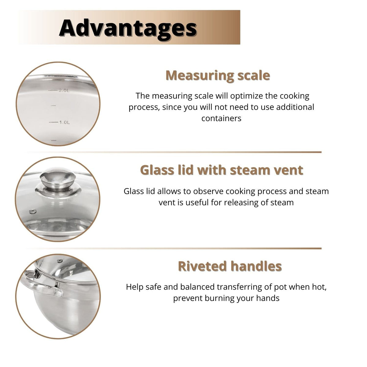 6.5 Quart Stainless Steel Stock Pot with Glass Lid F31246