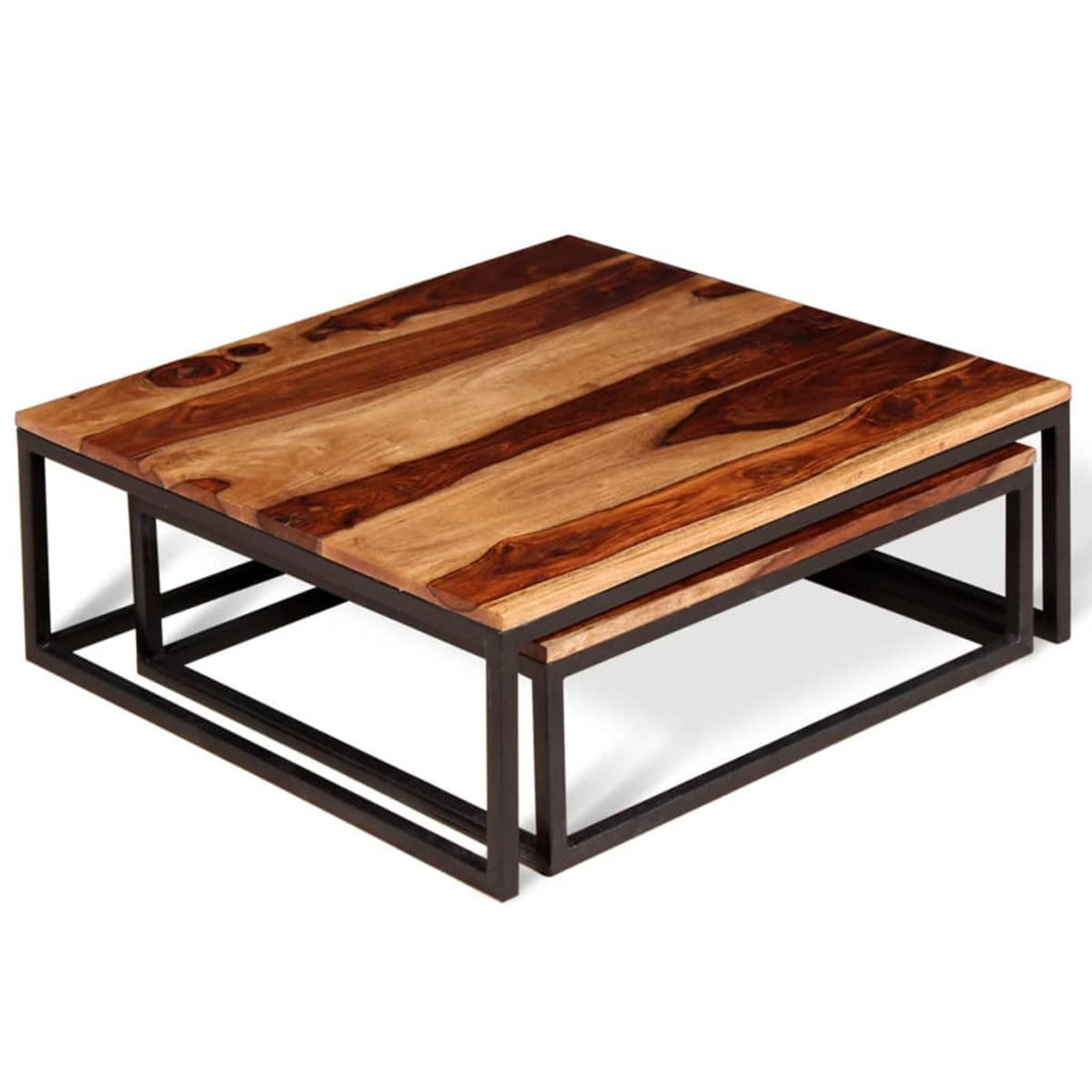 Two Piece Nesting Coffee Table Solid Sheesham Wood Z73940