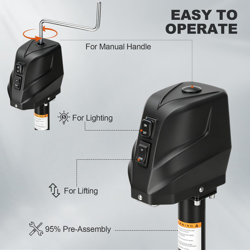 Electric Trailer Jack with Waterproof Cover & LED Light S529787