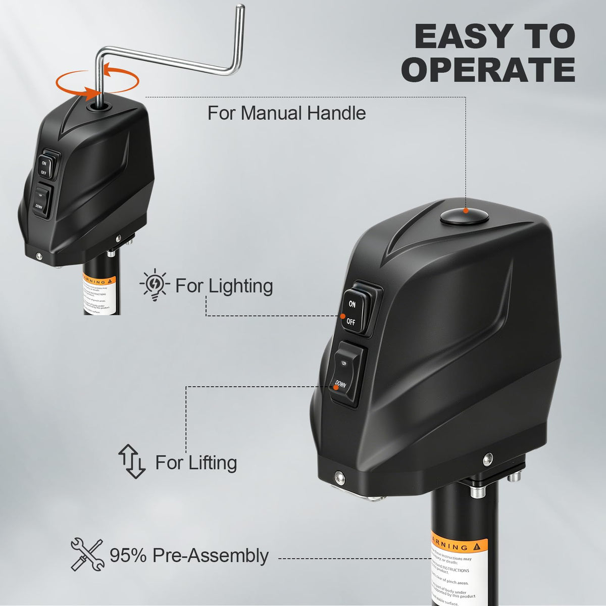 Electric Trailer Jack with Waterproof Cover & LED Light S529787