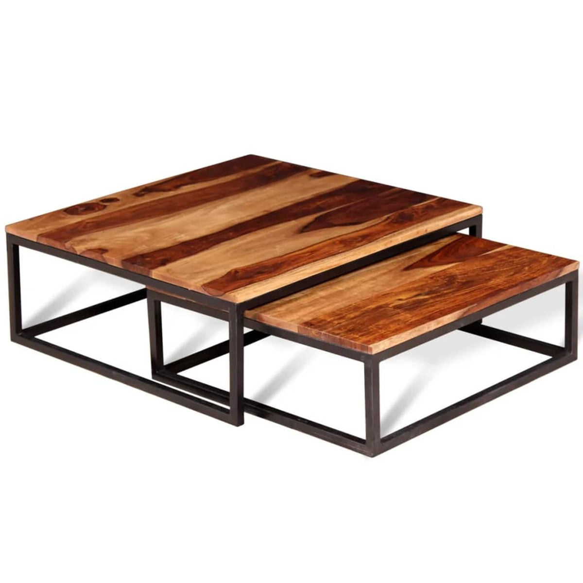 Two Piece Nesting Coffee Table Solid Sheesham Wood Z73940