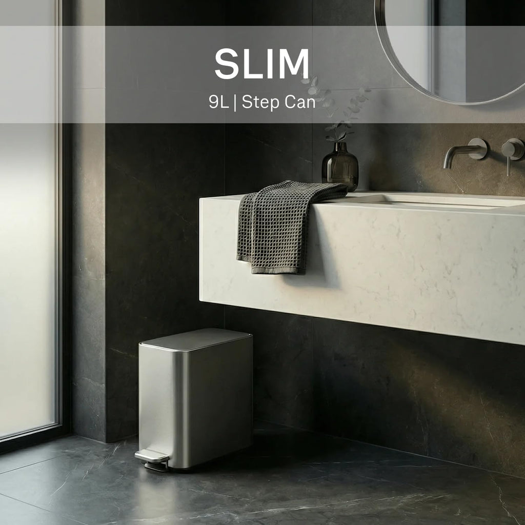 9L Brushed Stainless Steel Slim Step Trash Can I539274