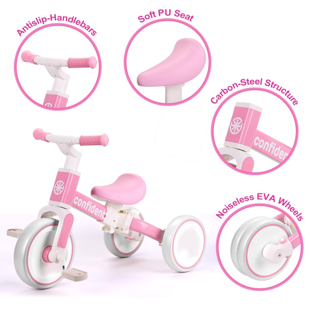 Tricycle for Toddlers 1-3 Year Olds, 5 in 1 Toddler Balance Bike J221746