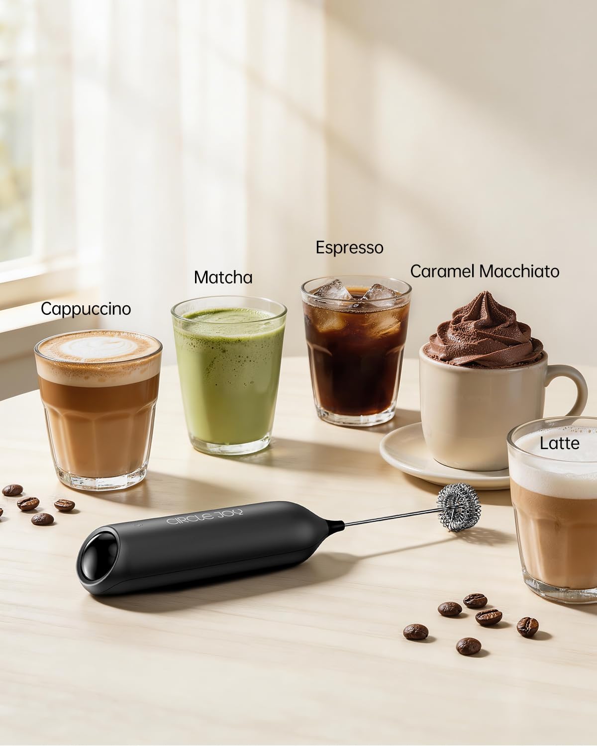 Rechargeable Handheld Milk Frother with Stand W92618