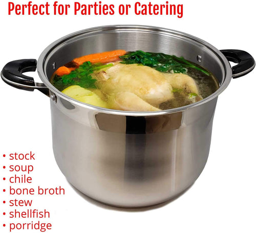18/10 Stainless Steel 40 Quart Stockpot with Glass Lid P101219
