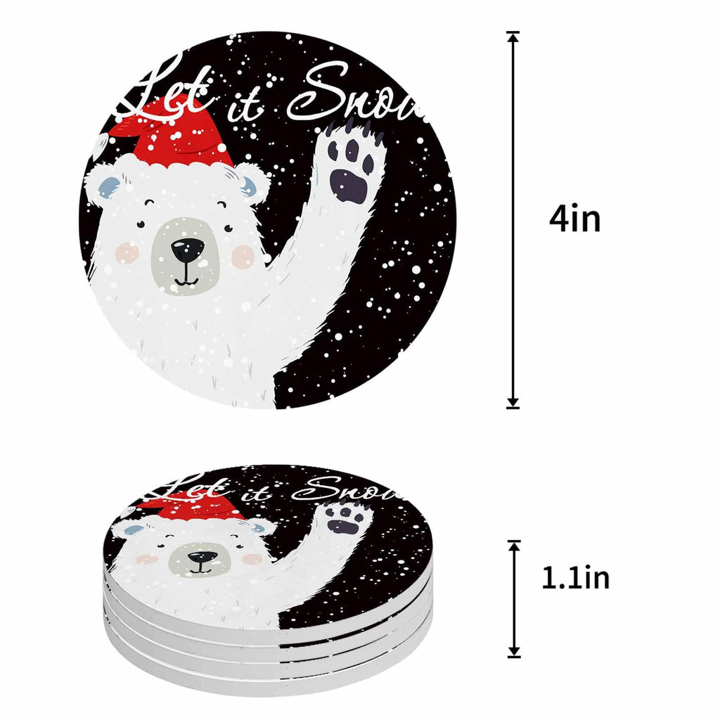Set of 4 Absorbent Ceramic Stone Coasters with Cork Base Q61208