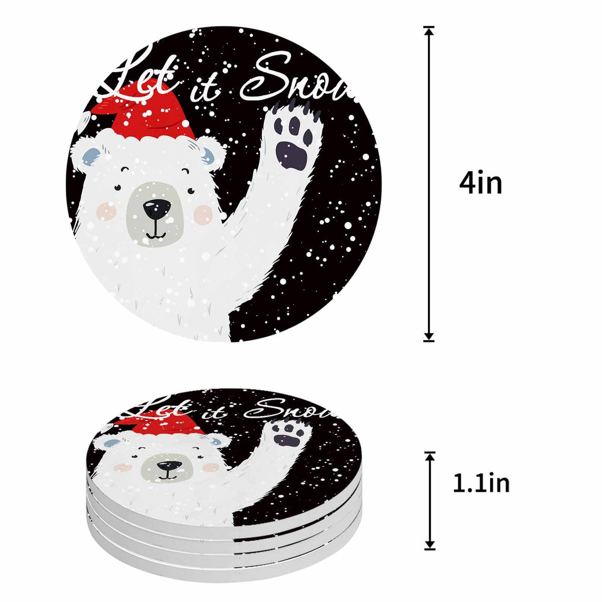 Set of 4 Absorbent Ceramic Stone Coasters with Cork Base Q61208