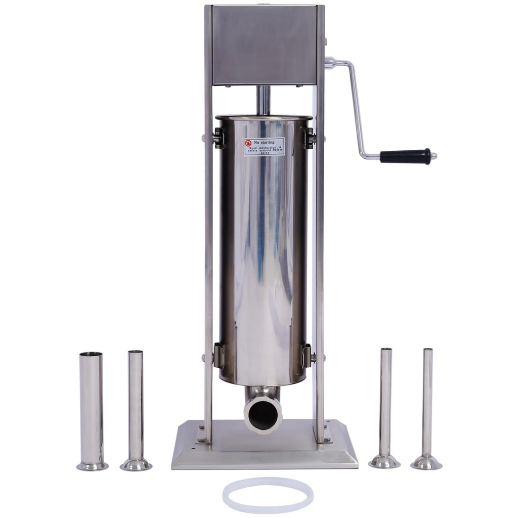 Stainless Steel Vertical Sausage Stuffer 15LB/7L with 4 Stuffing Tubes O37779