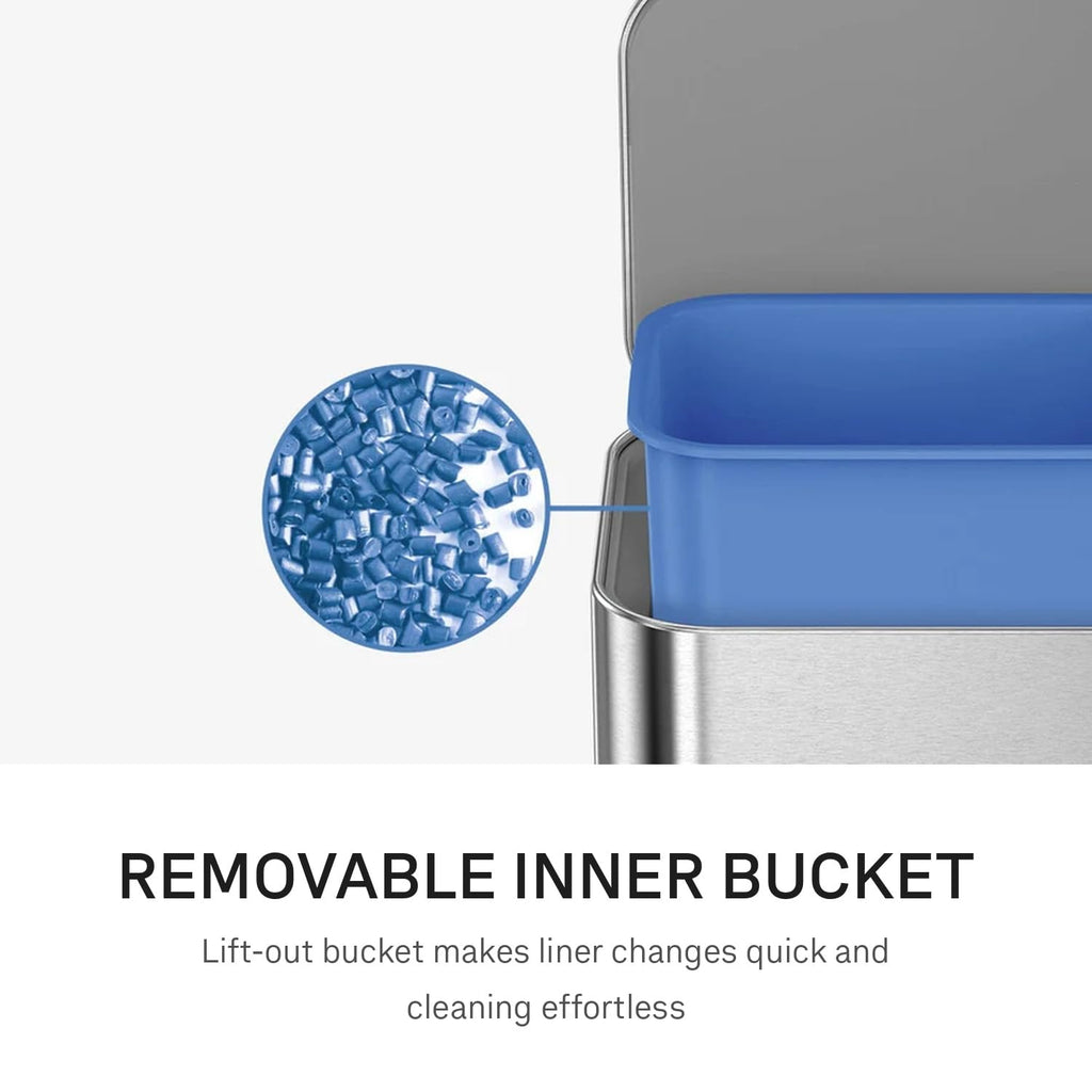 9L Brushed Stainless Steel Slim Step Trash Can I539274