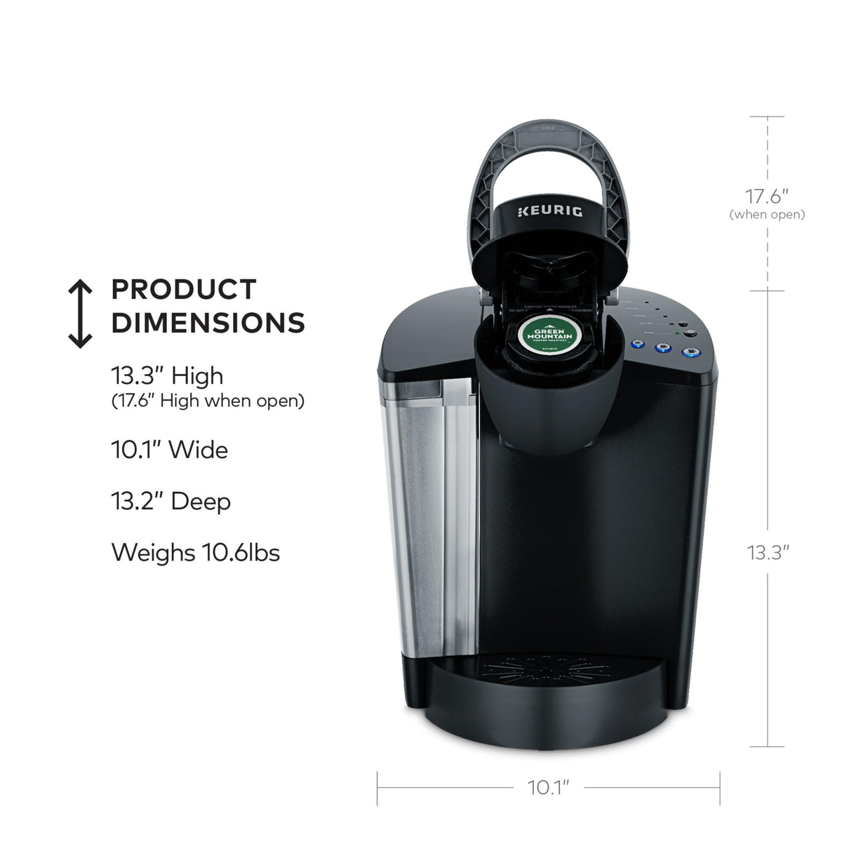 Single Serve K-Cup Pod Coffee Maker with 3 Brew Sizes, Black H5857