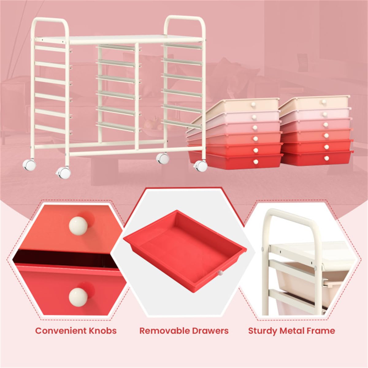 12 Drawer Rolling Storage Cart with Wheels G886066
