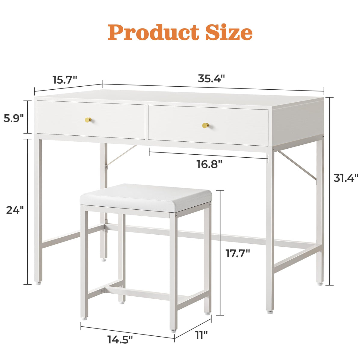 White Desk with 2 Drawers E377521