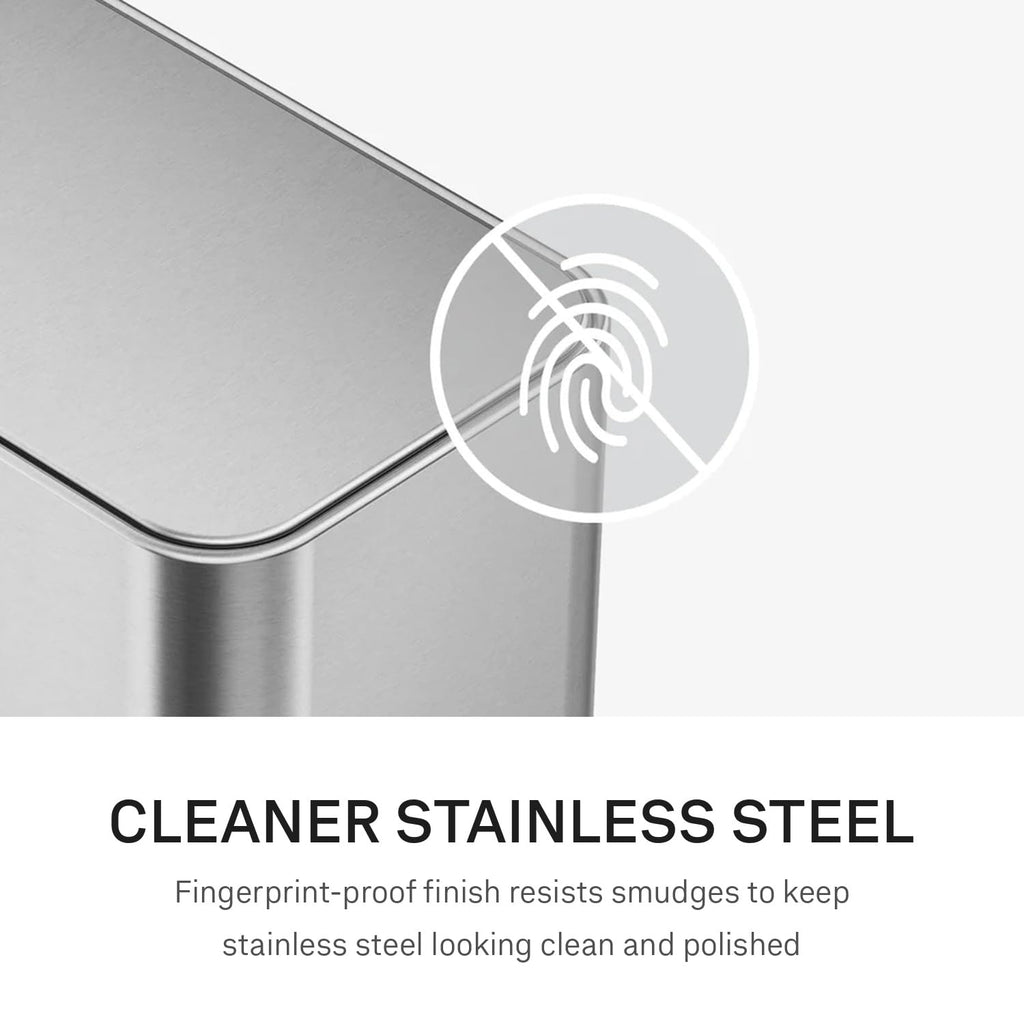 9L Brushed Stainless Steel Slim Step Trash Can I539274