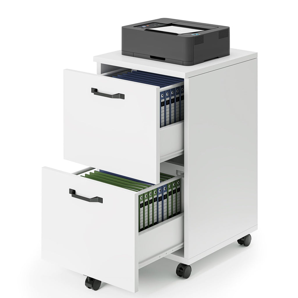 2 Drawer White Rolling Wood File Cabinet V790863