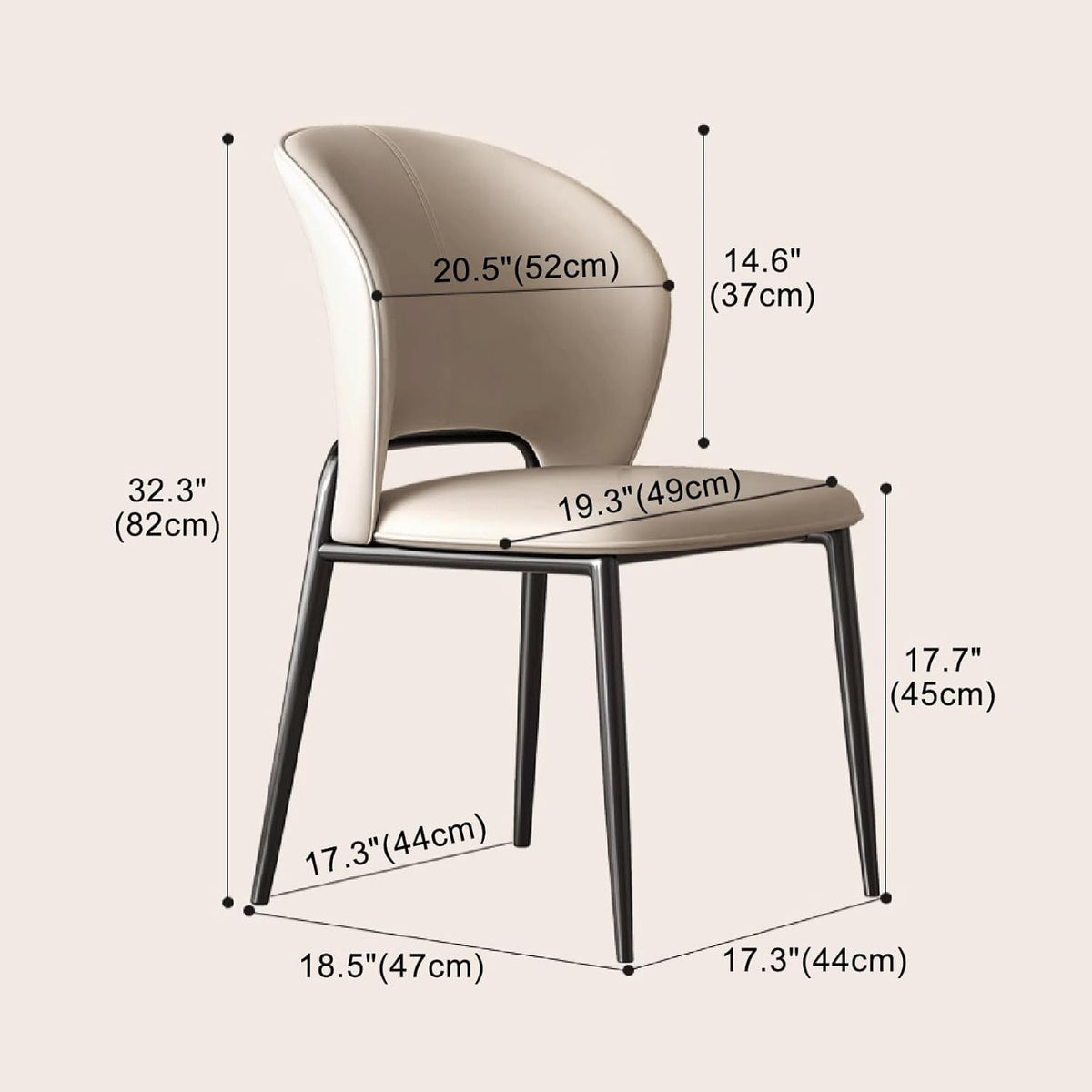 Black Faux Leather Dining Chairs with Metal Legs O4819