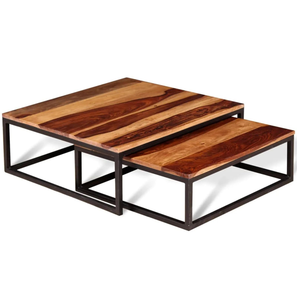 Two Piece Nesting Coffee Table Solid Sheesham Wood Z73940