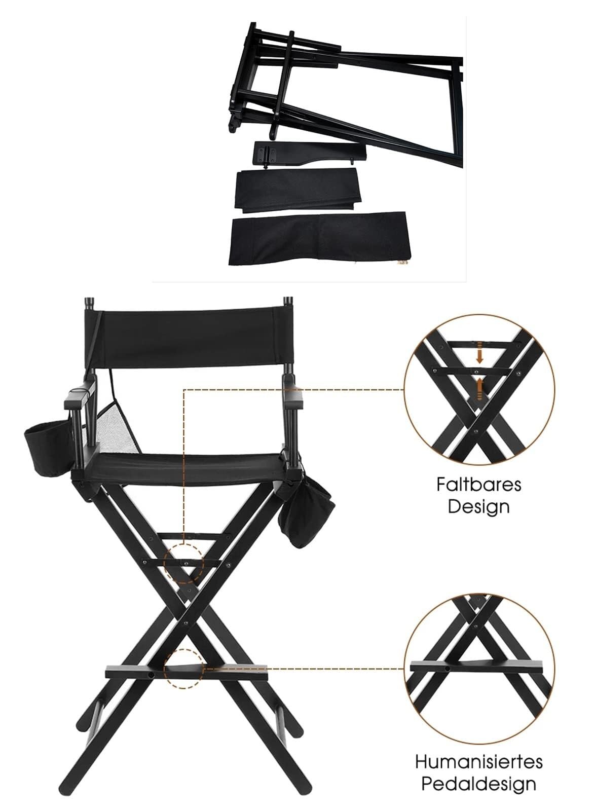 Foldable Directors Chair with Headrest V48176