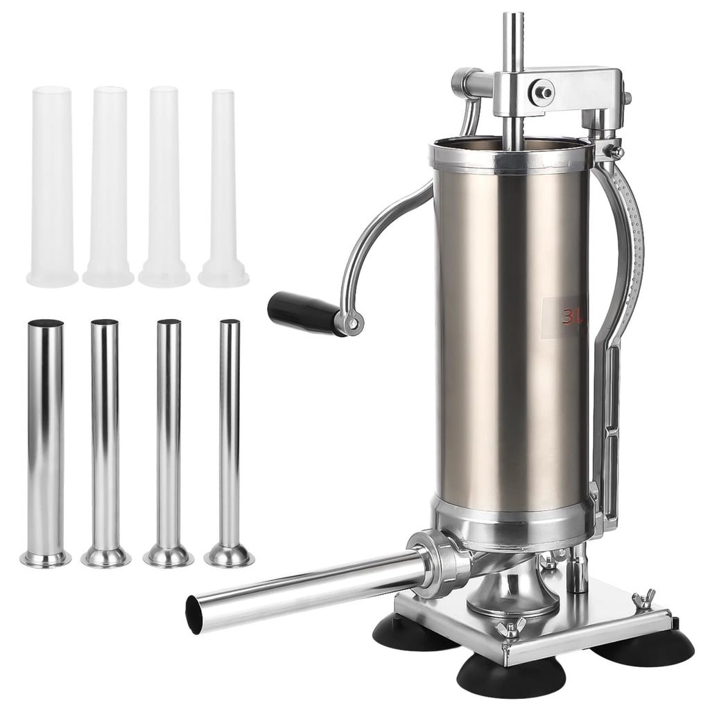 3L Hand Crank Stainless Steel Sausage Stuffer with 8 Tubes C181