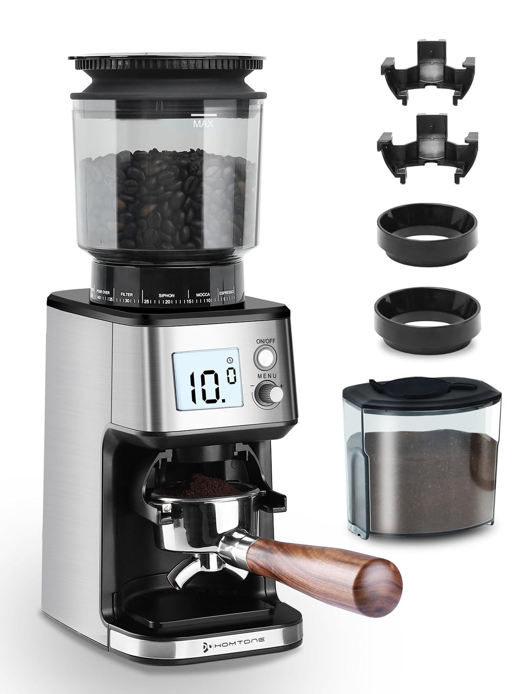 Conical Burr Espresso Coffee Grinder 51mm Stepless Electric N175