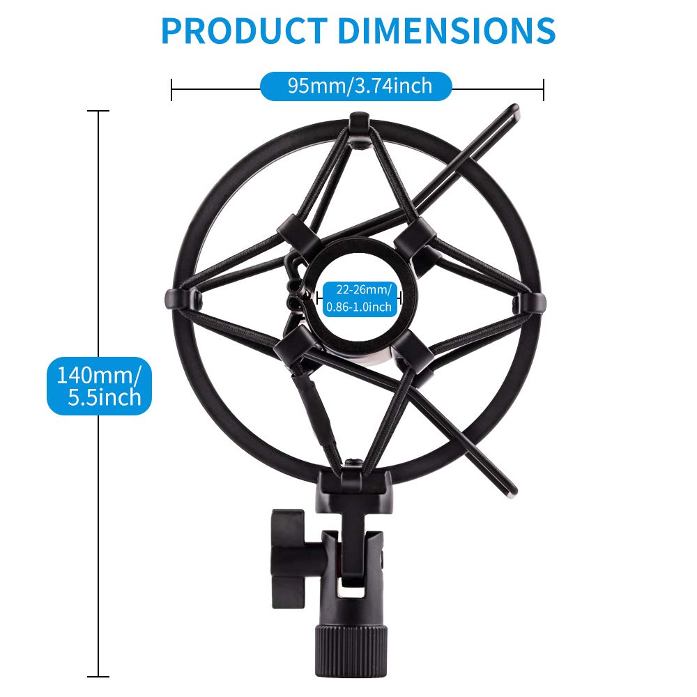 Microphone Shock Mount Holder Clip Anti-Vibration 22mm-26mm Y466