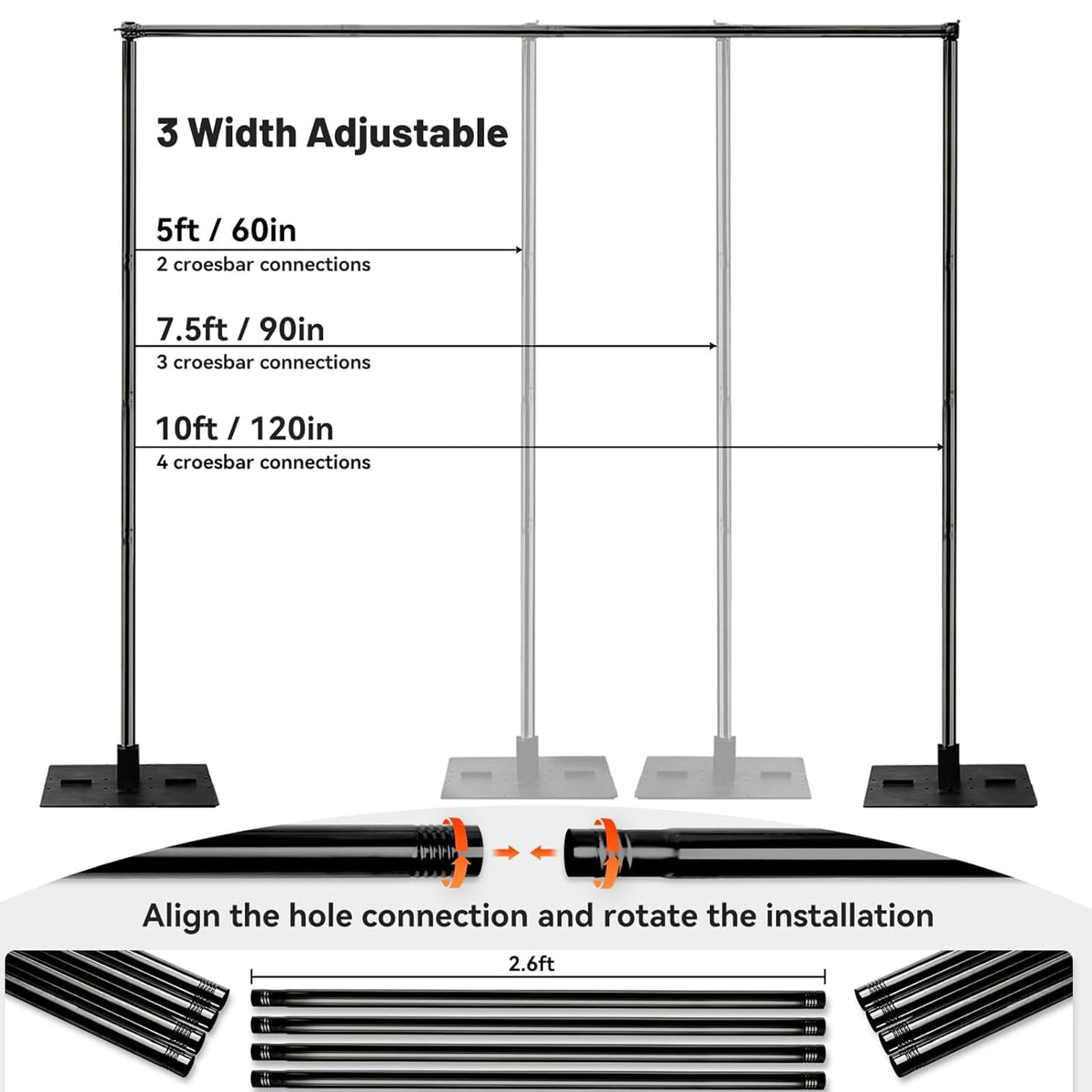 10x10ft Adjustable Heavy Duty Pipe and Drape Backdrop Stand T958105