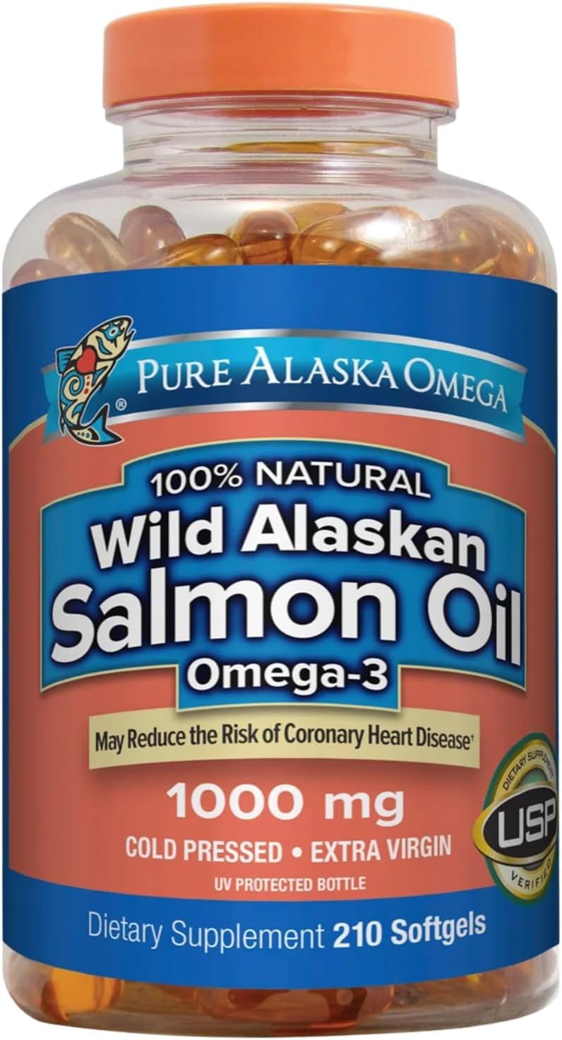 Omega-3 Wild Alaskan Salmon Oil 1000mg Softgels, 210 Count C76589