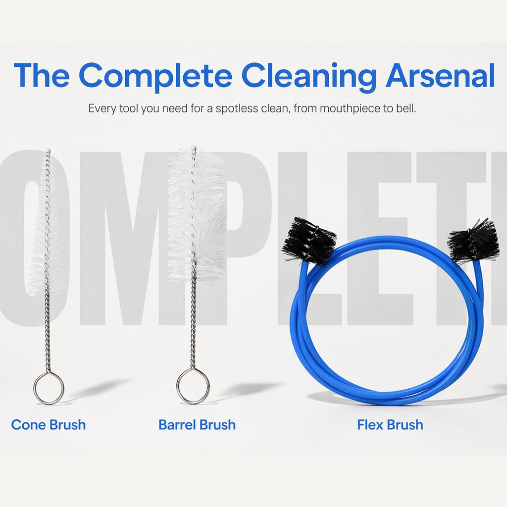 3-Piece Trumpet Cleaning Kit with Mouthpiece and Valve Brush Set Q65373