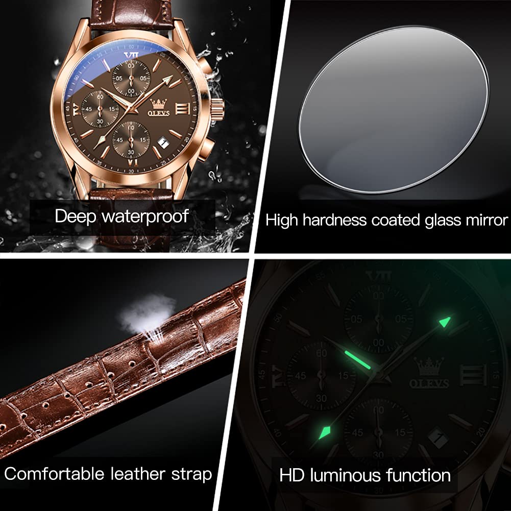 Mens Leather Quartz Brown Wrist Watch B602