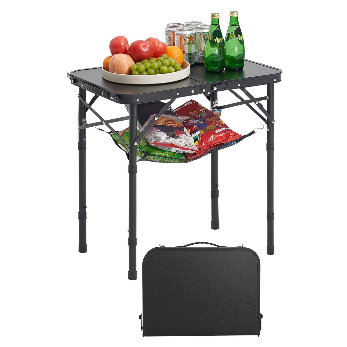 Folding Camping Table Adjustable Height Aluminum MDF 24 x 16 inch S67385