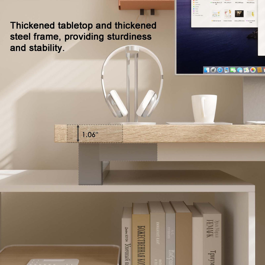 L Shaped Computer Desk with File Drawers & Storage Shelves P4332