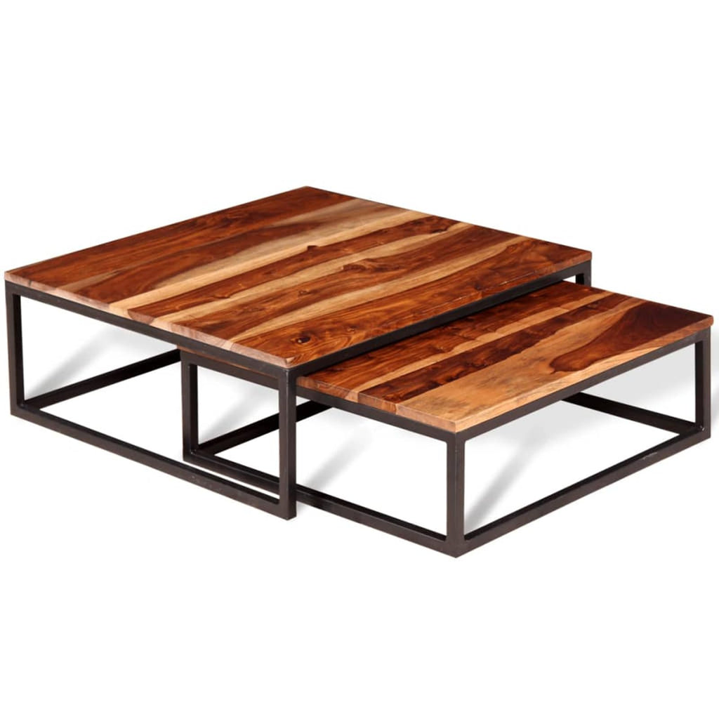 Two Piece Nesting Coffee Table Solid Sheesham Wood Z73940