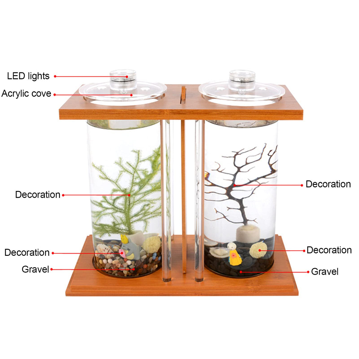 Bamboo Desktop Aquarium with LED Light V170