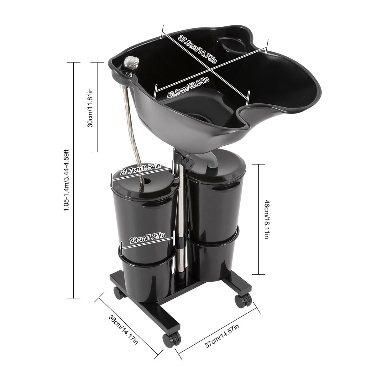 Portable Shampoo Sink with Electric Pump and Adjustable Height V987202