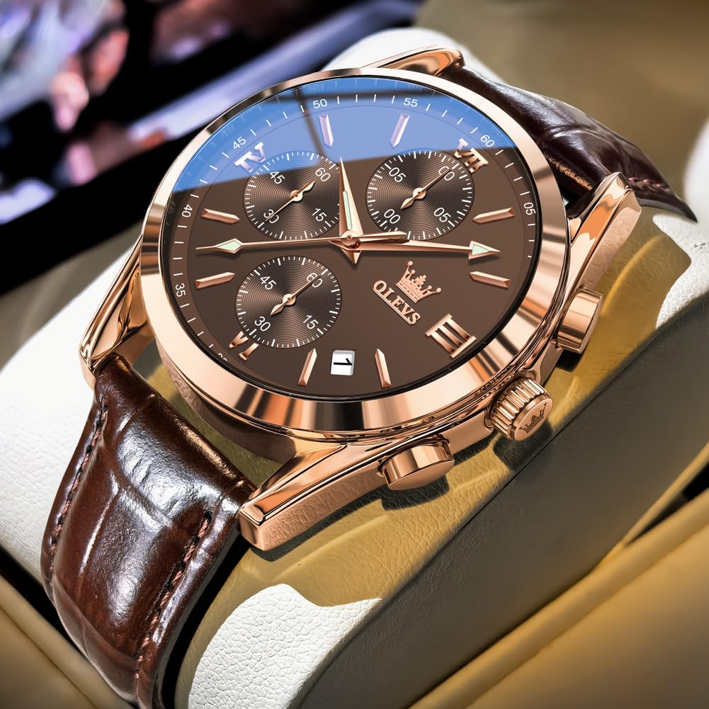 Mens Leather Quartz Brown Wrist Watch B602