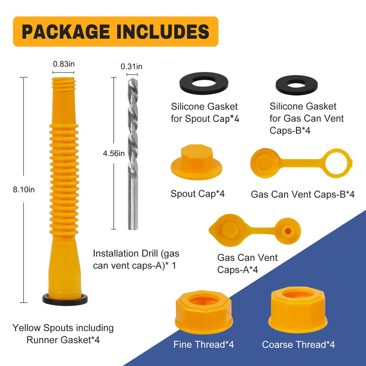 Gas Can Spout Replacement Kit 33 Pcs O387