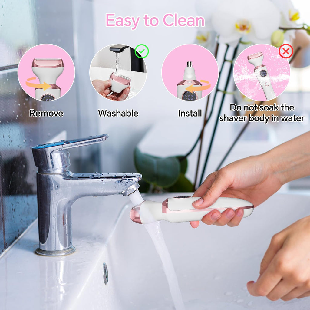 Electric Razor for Women, 4-in-1 Bikini Trimmer & Body Shaver, Rechargeable Wet/Dry D751