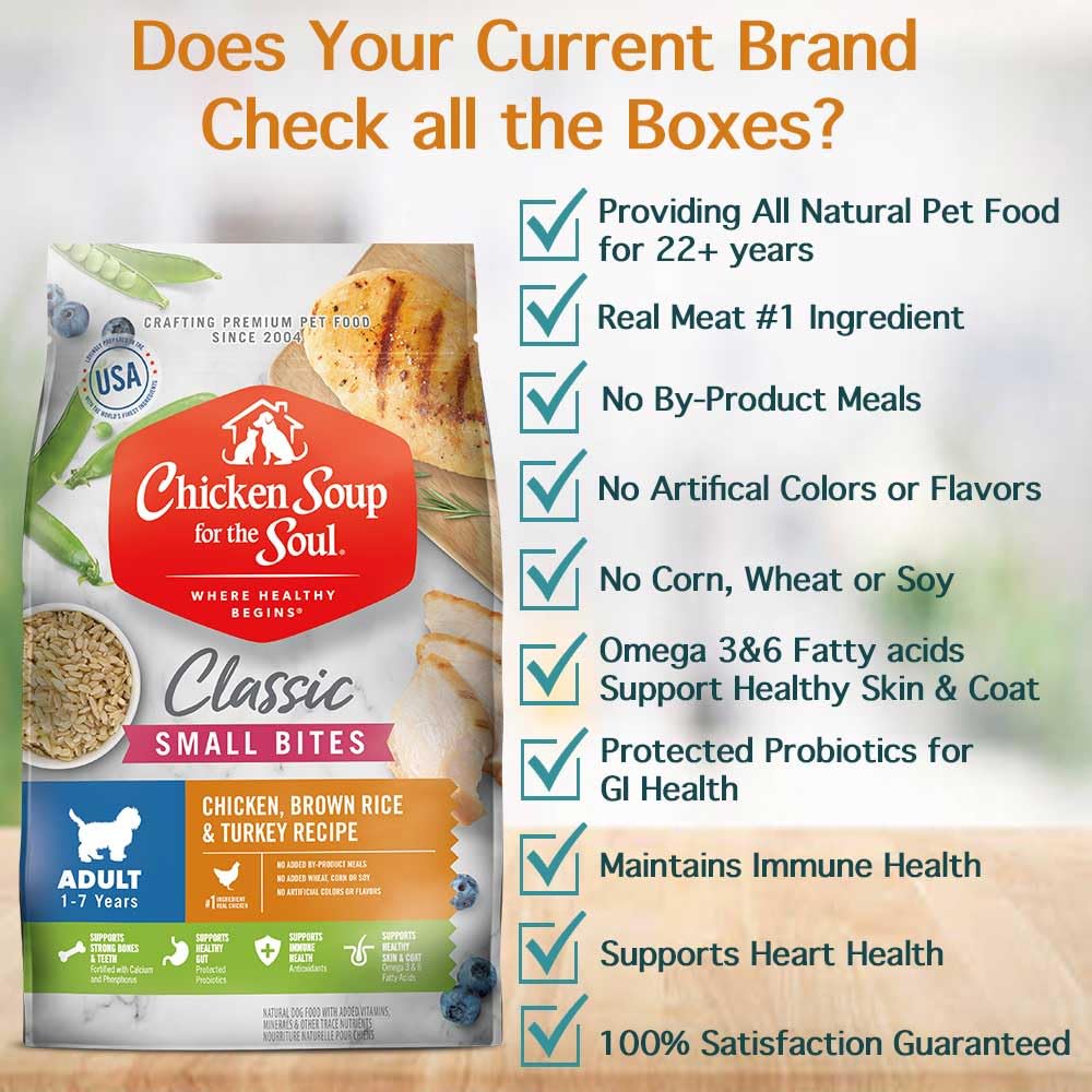 Natural Premium Small Bites Adult Dry Dog Food, Chicken, Brown Rice & Turkey 28lb O3600