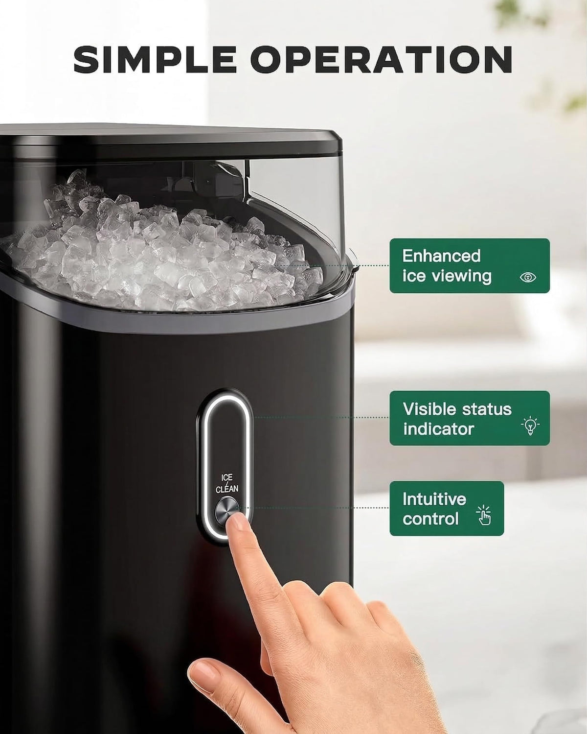 Nugget Pebble Ice Maker Countertop with Self-Cleaning C563471