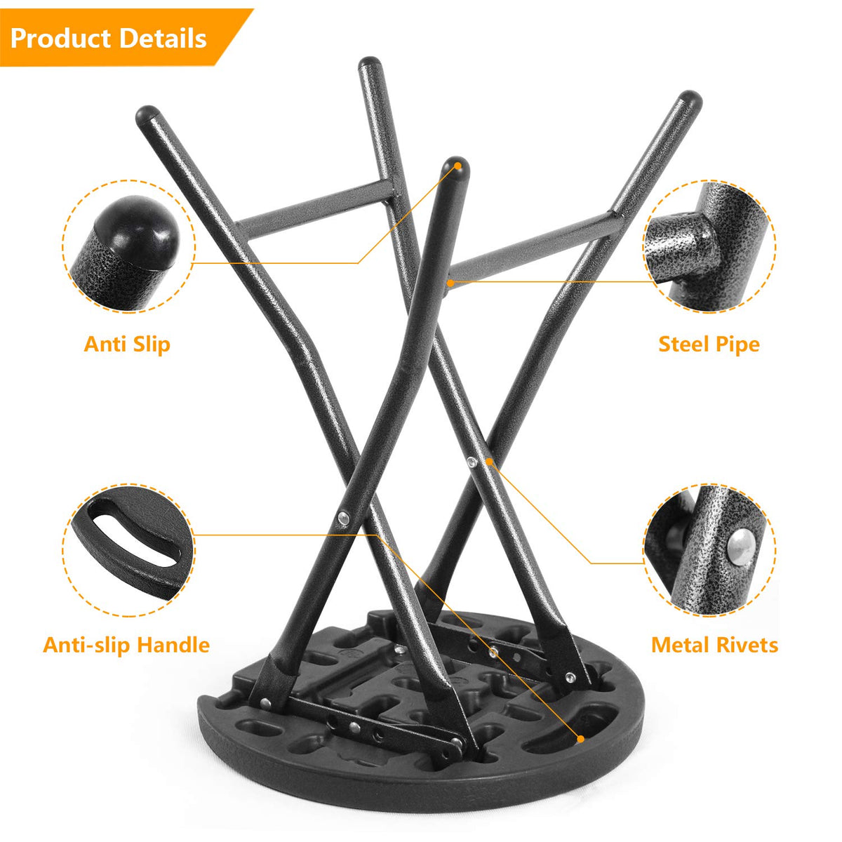 Black Folding Stool with Handle A418866